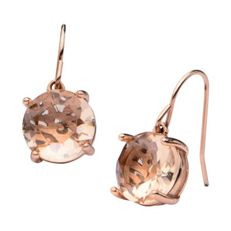 Rose gold plated Steel Hook Style Champagne CZ Earrings - Click Image to Close